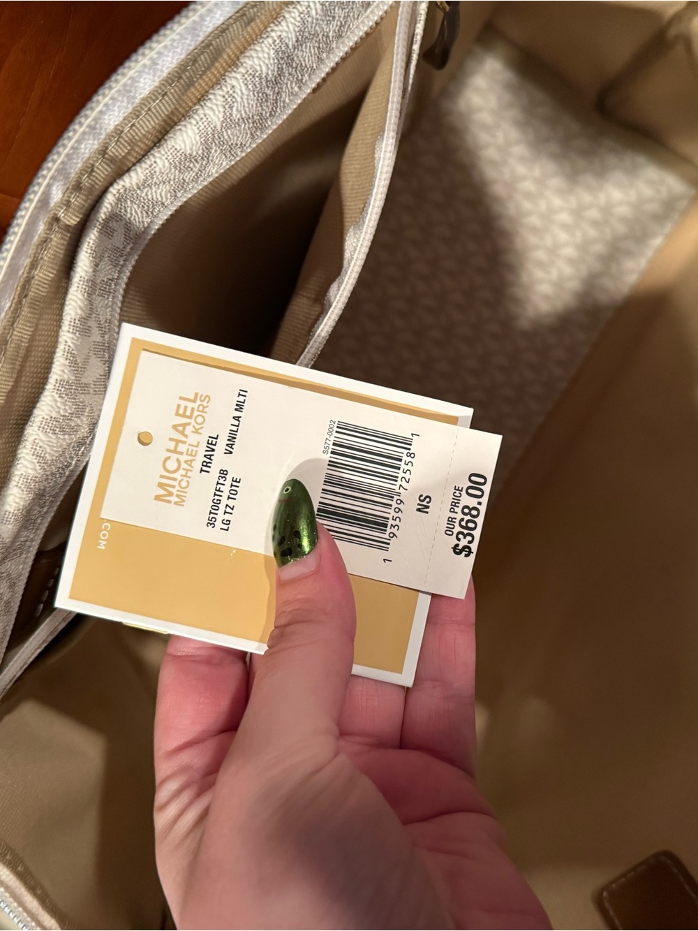 Michael Kors Cream & Pink Stripe Signature Tote - Picture 8 of 8